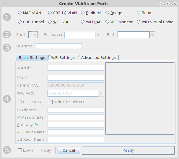 LANforge-GUI Port:  Create/Modify