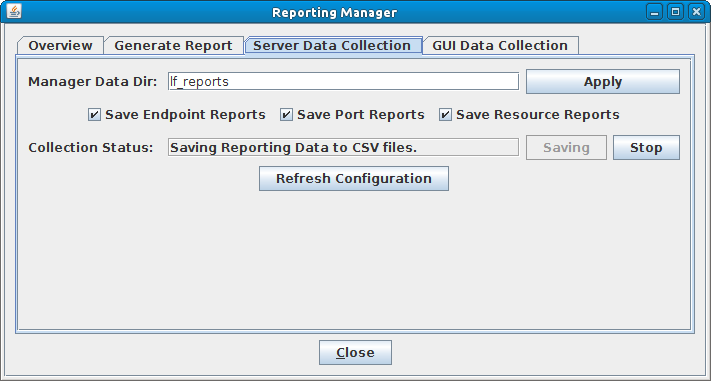 LANforge-GUI Reporting Manager, Server Data Collection